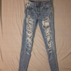 ripped skinny high rise jeggings